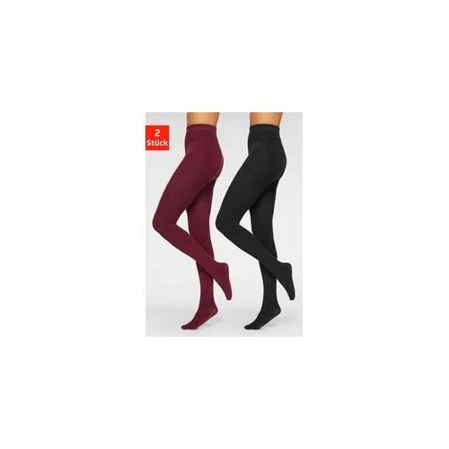 Thermostrumpfhose LAVANA Gr. S (36/38), rot (weinrot) Damen Strumpfhosen mit angerauter Innenseite