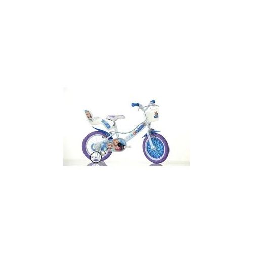 Kinderfahrrad DINO "Snow Queen Eiskönigin" Fahrräder Gr. 25cm, 14 Zoll (35,56cm), weiß Kinder mit Stützrädern, Korb und Puppensitz