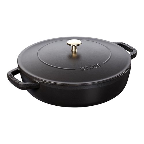 Staub Braisers Bräter mit Chistera Drop-Structure 24 cm, rund, Schwarz, Gusseisen Image