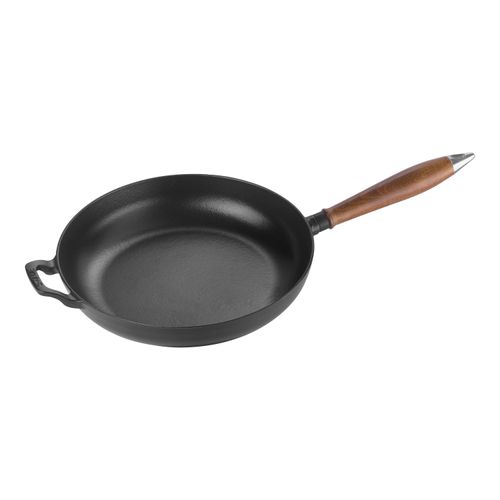 Staub Pans Poêle avec poignée en bois 28 cm, Fonte, Noir mat Image