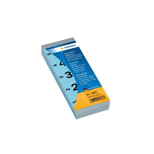 HERMA Nummernblock 1-500, blau, selbstklebend, 28 x 56 mm