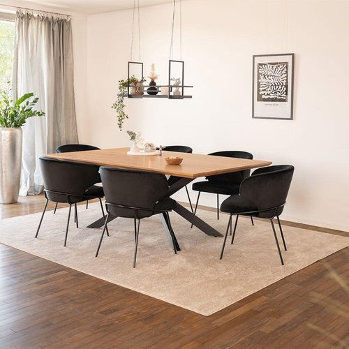 HOME DELUXE Esstisch Eckig AVENCIA inkl. Sternfuß - 200 x 120 cm Light Oak