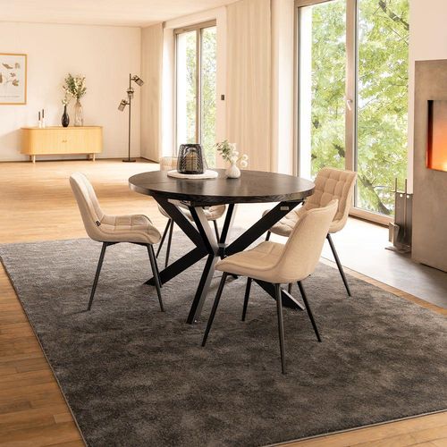 HOME DELUXE Esstisch Rund Ausziehbar AVENTURA inkl. Sternfuß - 120 x 120 cm Dark Oak