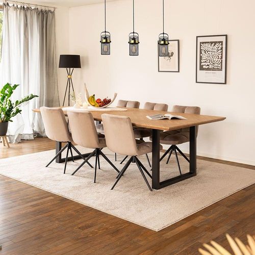 HOME DELUXE Esstisch Eckig AVENCIA inkl. U-Fuß - 240 x 120 cm Fishbone Oak