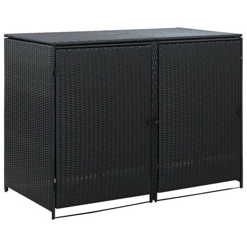 vidaXL Mülltonnenbox für 2 Tonnen Poly Rattan Schwarz 148x80x111 cm