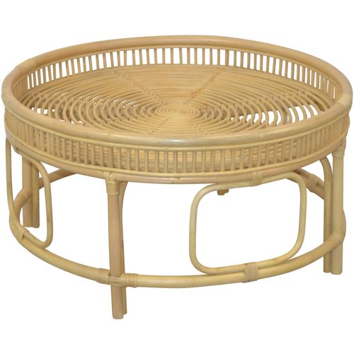 Couchtisch HOFMANN LIVING AND MORE Tische Gr. B/H/T: 75cm x 41cm x 75cm, beige (beige, beige, beige) Rattan-Couchtisch mit oder ohne Glasplatte lieferbar