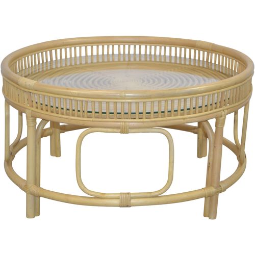 Couchtisch HOFMANN LIVING AND MORE Tische Gr. B/H/T: 75cm x 41cm x 75cm, beige (beige, beige, klarglas) Rattan-Couchtisch mit oder ohne Glasplatte lieferbar