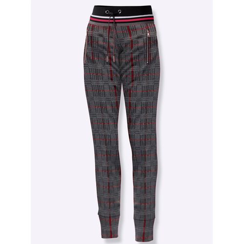 Jogger Pants INSPIRATIONEN Gr. 20, Kurzgrößen, rot (steingrau, rot, kariert) Damen Hosen