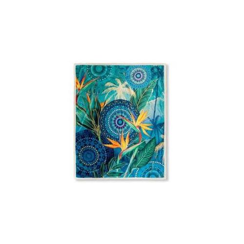 Plaid , Blau, Petrol , Textil , Blume , 130x160 cm , Heimtextilien, Wohntextilien, Decken