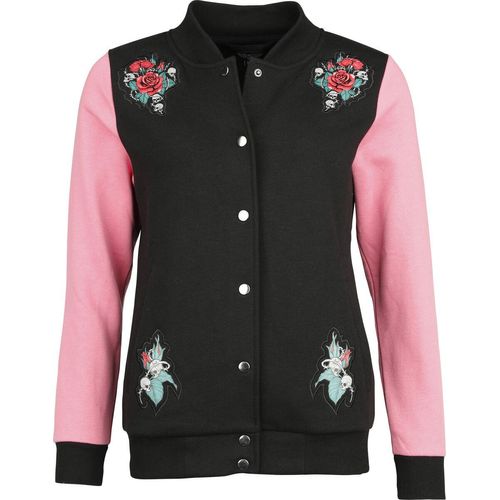 Rock Rebel by EMP College Sweat Jacket with Skull Prints Collegejacke schwarz pink in XL