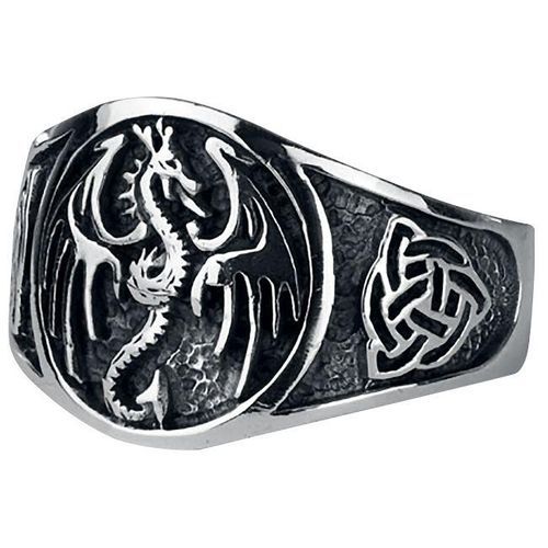 etNox hard and heavy Dragon Ring silberfarben