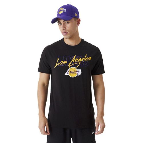New Era - NBA Script Tee - Los Angeles Lakers T-Shirt schwarz in L