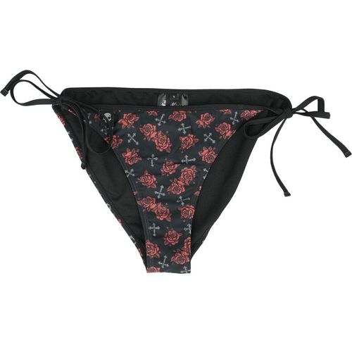 Rock Rebel by EMP Bikini Pants With Cross And Roses Alloverprint Bikini-Unterteil schwarz in L