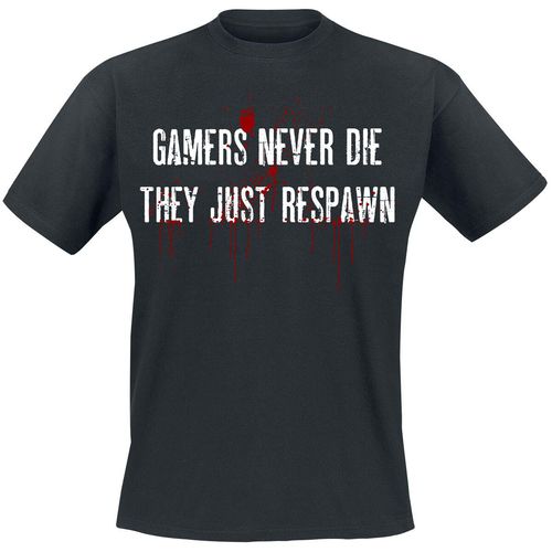 Gaming-Sprüche Gamers Never Die T-Shirt schwarz in 4XL
