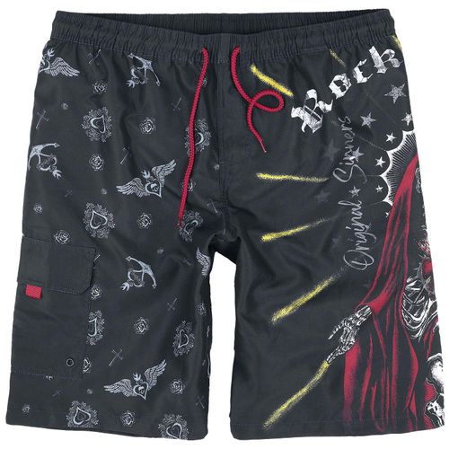 Rock Rebel by EMP Swim Shorts With Old School Print Badeshort schwarz in XL