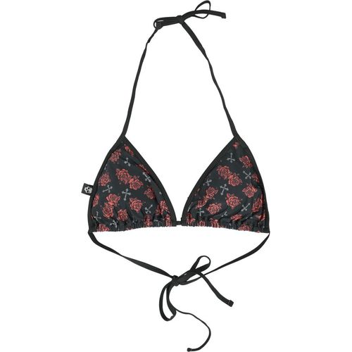 Rock Rebel by EMP Bikini Top With Cross And Roses Alloverprint Bikini-Oberteil schwarz in XL