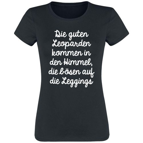 Sprüche Leoparden T-Shirt schwarz in L