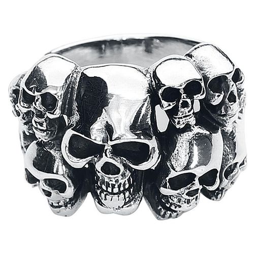 etNox hard and heavy Skulls Ring silberfarben