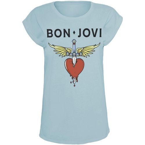 Bon Jovi Heart & Dagger T-Shirt blau in M