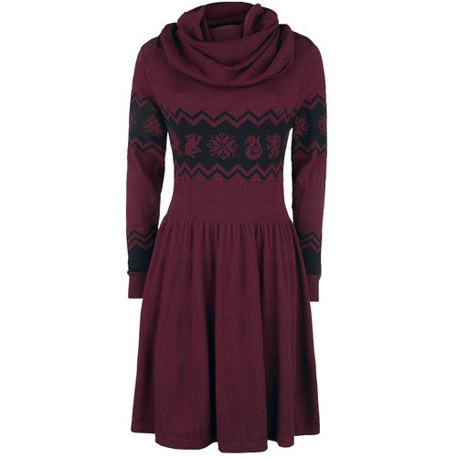 Harry Potter Häuser Mittellanges Kleid bordeaux schwarz in 3XL