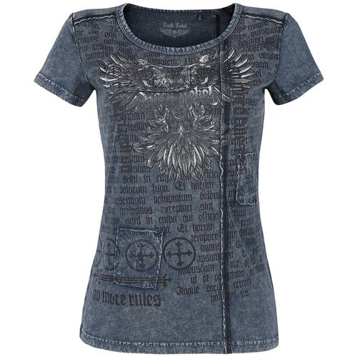 Rock Rebel by EMP blaues T-Shirt mit Waschung und Print T-Shirt blau in S
