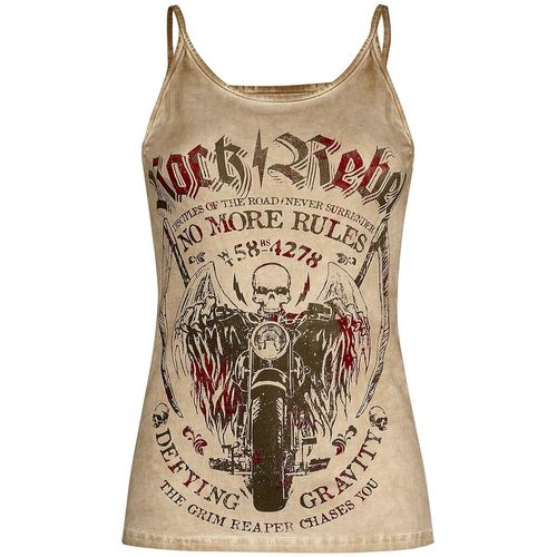 Rock Rebel by EMP Beiges Top mit Waschung und Print Top beige in S