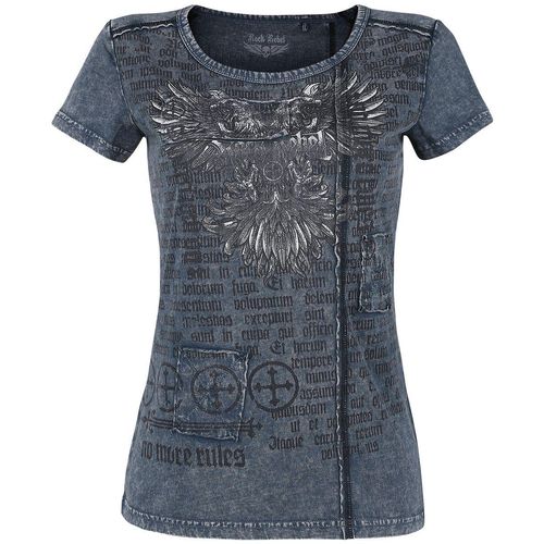 Rock Rebel by EMP blaues T-Shirt mit Waschung und Print T-Shirt blau in 3XL