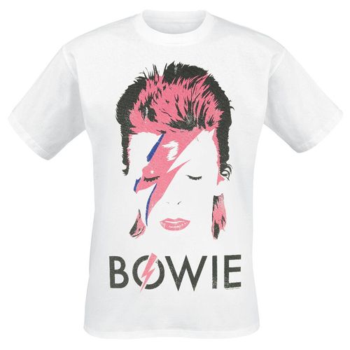 David Bowie Aladdin Sane Distressed T-Shirt weiß in L