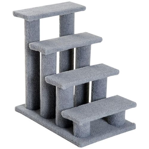 Tiertreppe Katzentreppe Hundetreppe Treppe für Katze und Hunde 4 Stufen Beige/Grau 63,5x43x60cm