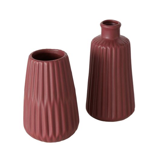 Boltze Vase Esko 2er-Set, Dunkelrot