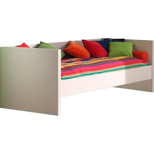 Einzelbett VIPACK, weiß, B:96cm H:77cm L:210cm, Betten, mit gradliniger Optik und Liegefläche 90x200 cm, Weiß lackiert