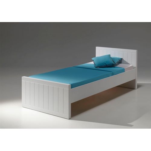 Einzelbett VIPACK, weiß, B:95cm H:76,5cm L:210cm, Betten, Modernes Einzelbett mit 90 x 200 cm Liegefläche, Weiß lackiert