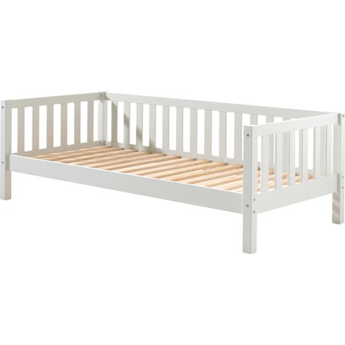 Einzelbett VIPACK, weiß, B:97,8cm H:68cm L:211,2cm, Betten, Sprossenumrandung, Liegefläche 90x200 cm, in Milky Pine oder Weiß