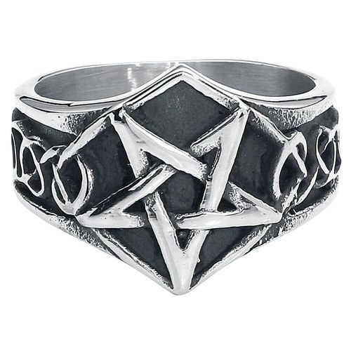 etNox hard and heavy Pentagramm Ring silberfarben