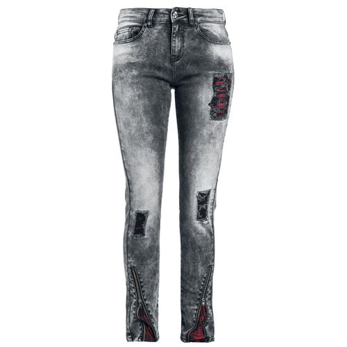 Rock Rebel by EMP Skarlett - Jeans mit starker Waschung, Rissen und Karo-Details Jeans schwarz in W31L34