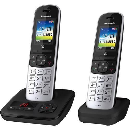 Panasonic KX-TGH722GS DECT Schnurloses Telefon analog Anrufbeantworter, Babyphone Schwarz, Silber