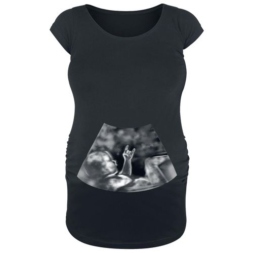 Umstandsmode Ultraschall Metal Hand Baby T-Shirt schwarz in 3XL