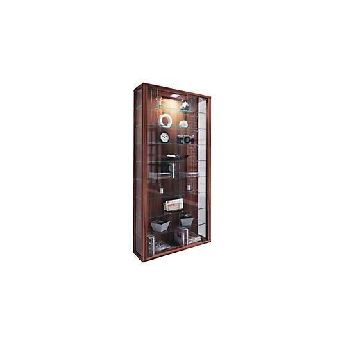 Wandvitrine Vitrosa Maxi, ohne LED-Beleuchtung, 8 Einlegeböden, 2 Flügeltüren, B 590 x T 180 x H 1140 mm, Glas & Holz, Kern-Nussbaum-Dekor