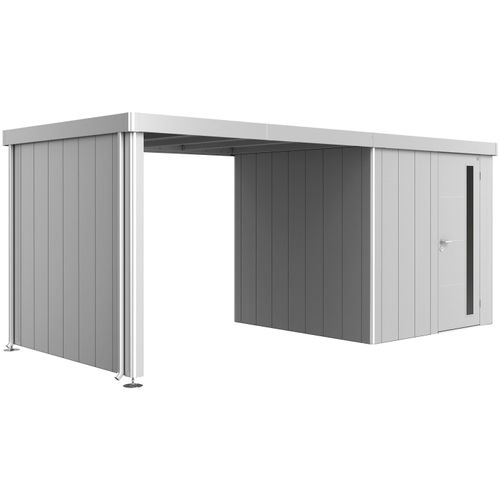 Gerätehaus-Anbaudach BIOHORT, silber (silberfarben, metallic), B:300cm H:220cm T:235cm, Stahlblech, Gartenhaus-Anbaudächer