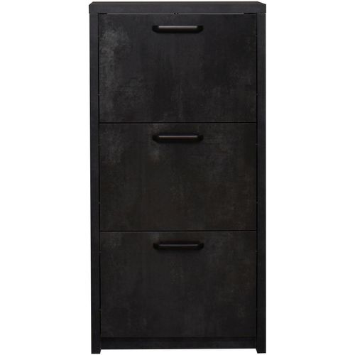 Schuhschrank MÄUSBACHER, schwarz (schwarzstahl), B:64cm H:129cm T:24cm, Holzwerkstoff, Schränke