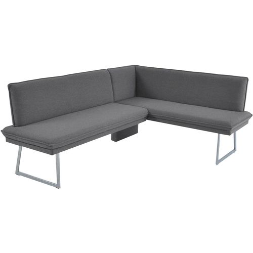 Eckbank K+W KOMFORT & WOHNEN, grau, H:86cm T:60cm, Sitzbänke, mit Sattlernaht und schmaler Kufe, langer Schenkel rechts oder links
