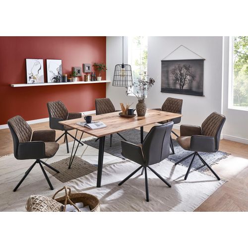 Essgruppe NIEHOFF SITZMÖBEL, grau (stone, schwarz), Drehfunktion, Sitzmöbel-Sets, Essgruppe, Stuhl hat besondere Funktionen, alles aus Balkeneiche