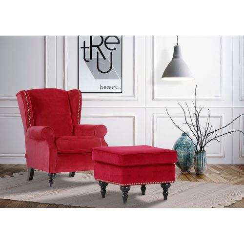 Ohrensessel GUTMANN FACTORY, bunt (rot, türkis, dunkelgrün, moosgrün, blau), B:83cm H:102cm T:87cm, 100% Polyester, Sessel