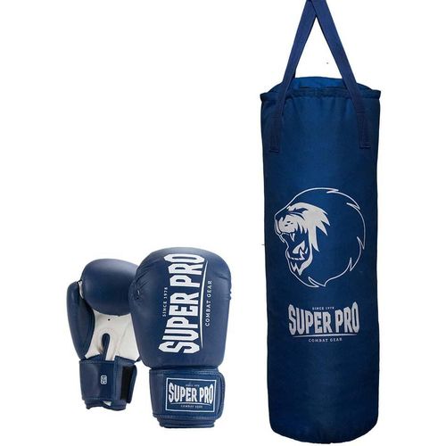 Boxsack SUPER PRO "Boxing Set Punch" Boxsäcke Gr. B/H: 30cm x 90cm, blau (blau, weiß)