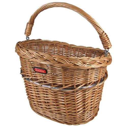 Fahrradkorb KLICKFIX "Vorderradkorb Weidenkorb Mini" Taschen Gr. B/H/T: 34cm x 27cm x 26cm, beige (natur)