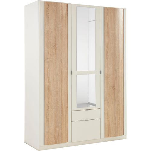 Kleiderschrank PRIESS Schränke Gr. B/H/T: 140cm x 193cm x 54cm, 3 St., weiß (weiß, struktureichefarben hell) Drehtürenschrank Kleiderschrank Schränke mit gerundeten Elementen auf den Außentüren