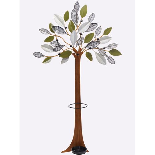 Garderobenständer HEINE HOME, grün (grün, natur), B:121cm H:200cm T:24cm, Metall, MDF, Garderobenständer, Geschenkartikel
