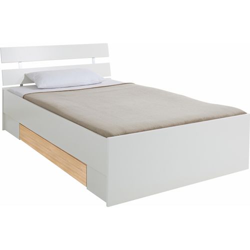 Bett PRIESS, weiß (weiß, struktureichefarben hell), Liegefläche B/L: 140cm x 200cm, kein Härtegrad, Betten, Bettgestell Jugendbett