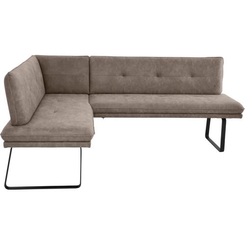 Eckbank K+W KOMFORT & WOHNEN, braun (schlamm), B:157cm H:87cm T:207cm, Sitzbänke, Polstereckbank in Spitzkissenoptik, Sitz und Rücken gesteppt