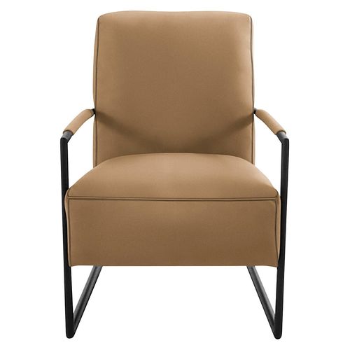 Cocktailsessel K+W KOMFORT & WOHNEN, braun (cognac), B:62cm H:77cm T:83cm, Sessel, mit bezogenen Armlehnen, Gestell in Metall schwarz Struktur